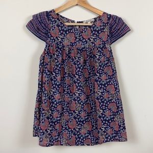 Madewell Ruffed Shoulder Floral blouse